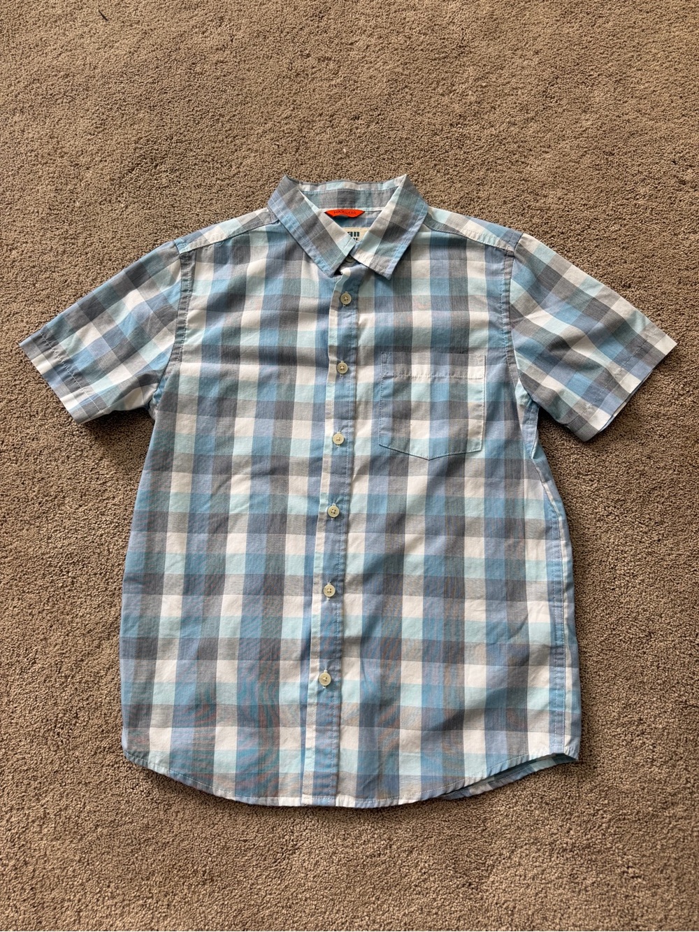 Boys Urban Pipeline Short-Sleeve Plaid Button-Down in Light Blue, Gray, & White